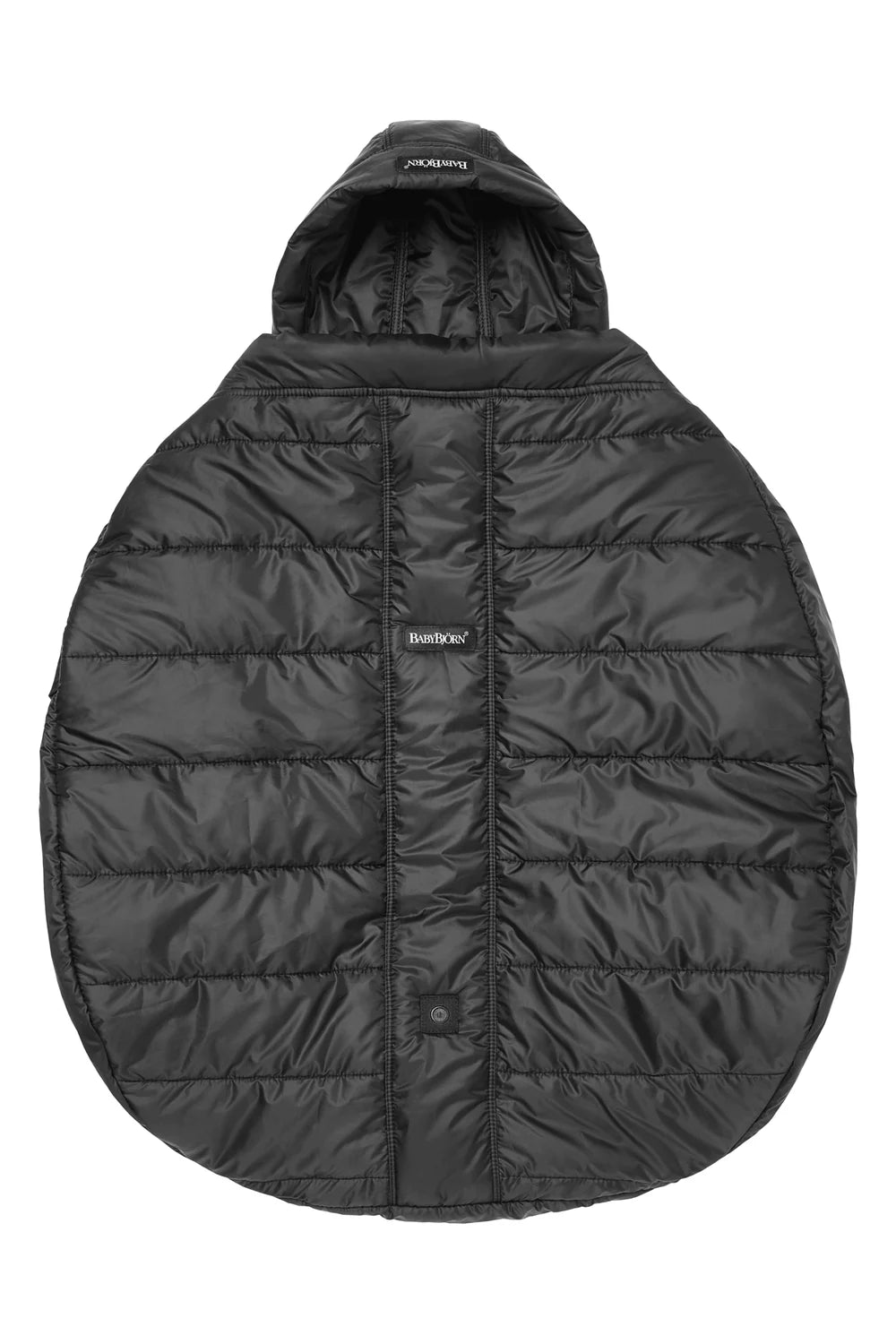 BabyBjörn Winter Cover for Baby Carrier in Black, front product view with hood