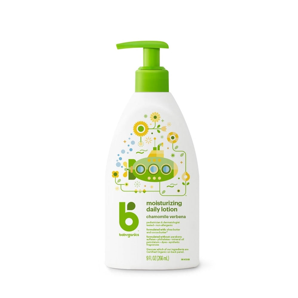 Babyganics moisturizing daily lotion Chamomile Verbena 9 oz bottle with green pump