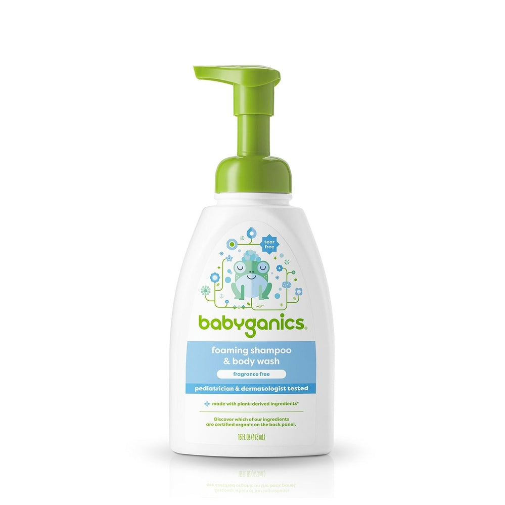 BABYGANICS Babyganics Shampoo & Body Wash Frag Free 16oz foaming pump dispenser with tear-free formula img 1/2