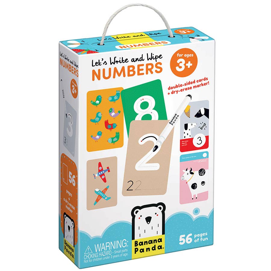 Banana Panda Let's Write and Wipe Numbers 3+ set with dry-erase marker, 56 pages of fun