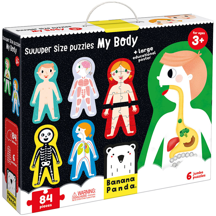 Banana Panda Suuper Size My Body puzzle set, 84 pieces, educational anatomy for kids 3+
