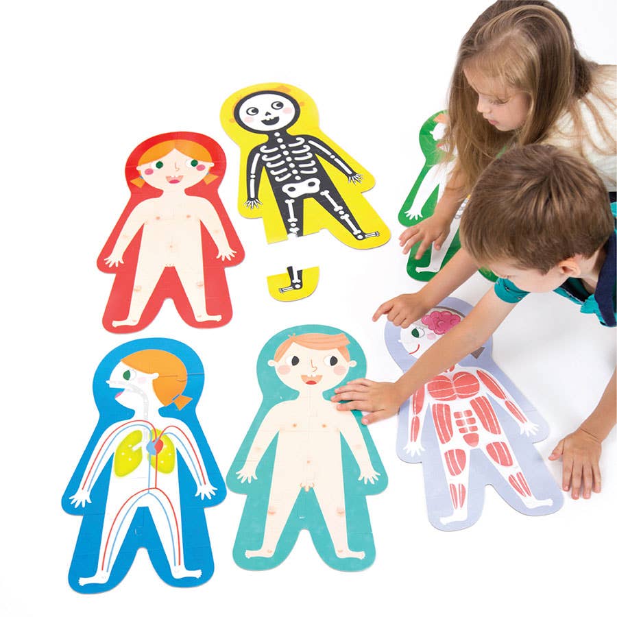 BANANAPANDA Banana Panda Suuper Size My Body puzzle set with 6 colorful human body cutouts for kids