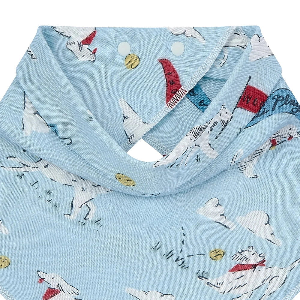 NEST DESIGNS Nest Designs Bamboo Muslin Bandana Bib Puppy Park polar bears with Santa hats print and snap button closures img 6/6