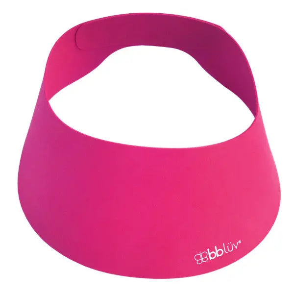 BBLUV Kap Shampoo Repellent Cap pink silicone baby bath cap, slip-on design for bath time.