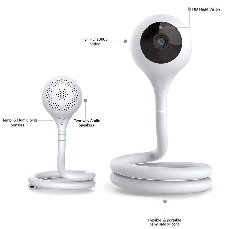 BBLUV Wifi Baby Monitor set of 2 with flexible silicone stands, 1080p video and night vision