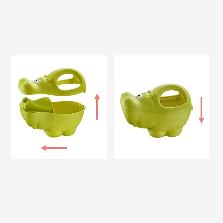 BC Babycare Bathing Cup Hippo; green plastic baby bath cup with lid, two-piece set