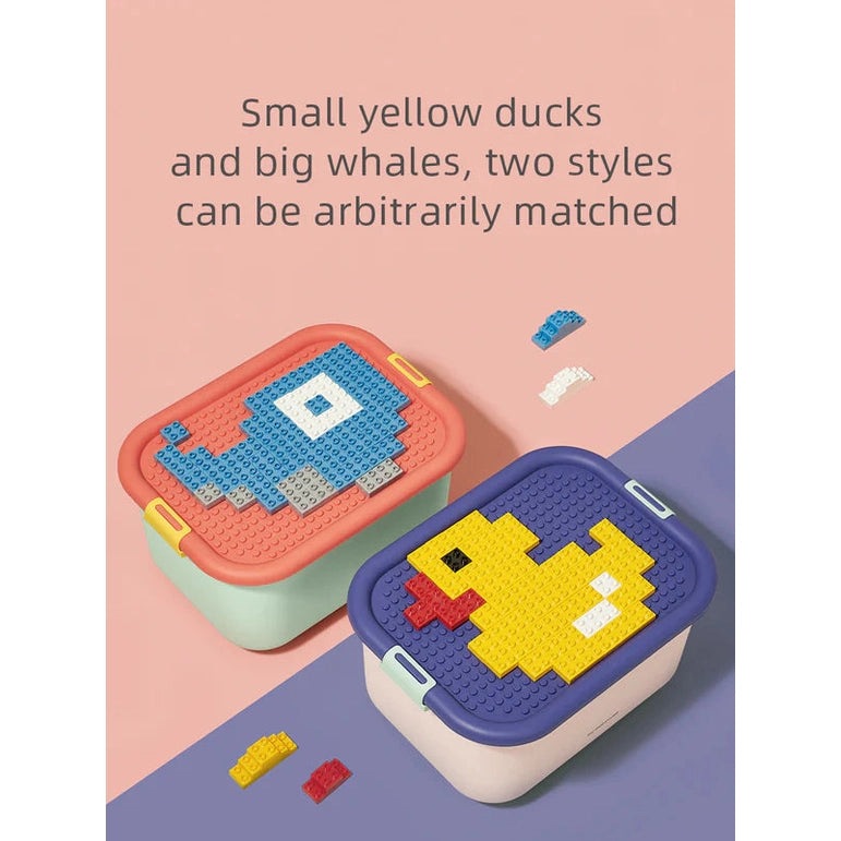 BC Babycare Building Blocks Storage Box set of 2 with blue and orange lids and pixel block designs
