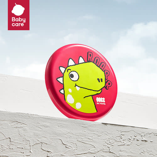 BC Babycare children soft frisbee red disc with a green dinosaur graphic