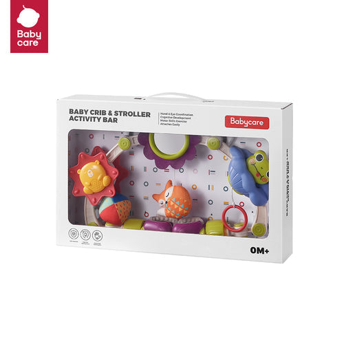 BC Babycare Crib & Stroller Activity Bar with colorful hanging toys and beads