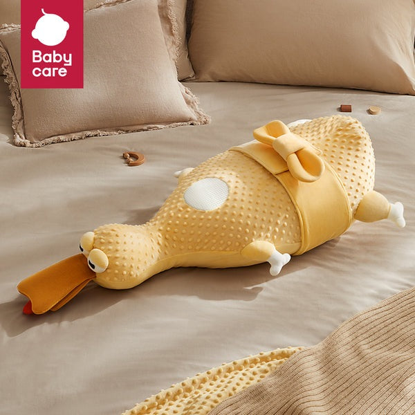BC Babycare Exhaust Pillow-Duck yellow plush nursing pillow with dotted texture