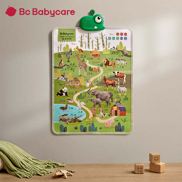 Bc Babycare Interactive Wall Chart with colorful wildlife scene and green frog clip.