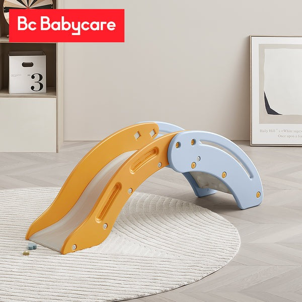 BC Babycare kids climber and slide indoor plastic playset in yellow and blue