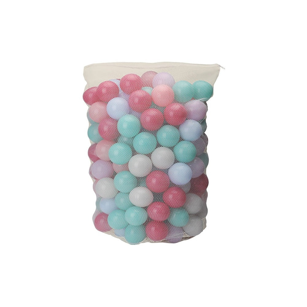 BC Babycare Kids Ocean Balls in a mesh bag with pastel pink, blue, teal and lavender balls