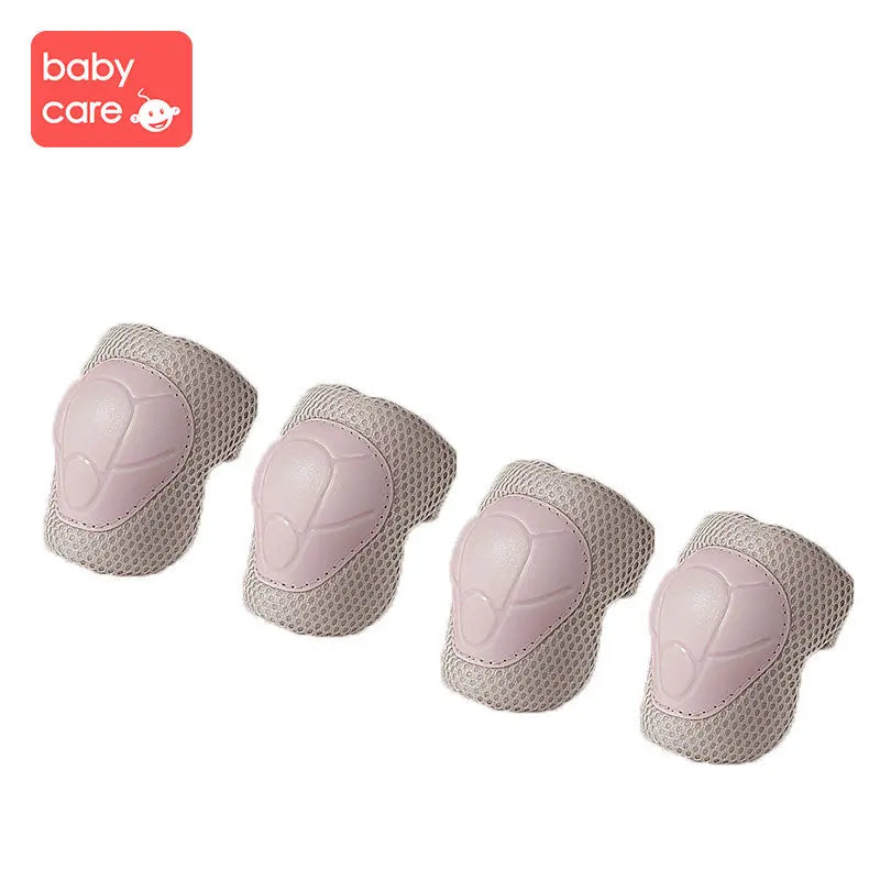 BC Babycare Kids Protective Pads Set, pink knee pads with mesh backing, four-pack displayed together.