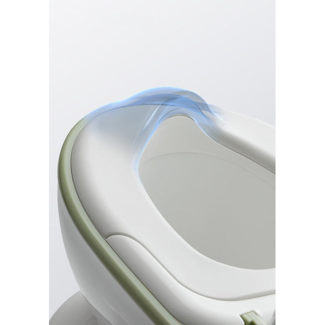 BC BABYCARE Kids Training Toilet, white plastic potty with green rim and blue accent light