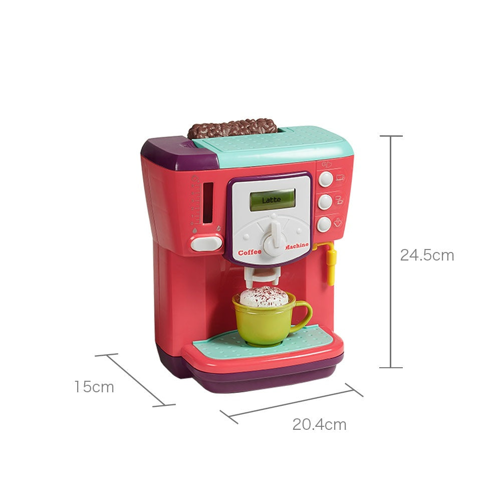 BC Babycare Little Cooker Coffee Machine Toy, red with teal top, white control panel, yellow cup