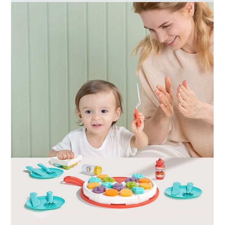 BC Babycare Little Cooker Pizza Set Toy with colorful mini pizzas, utensils and sauce bottle for toddlers