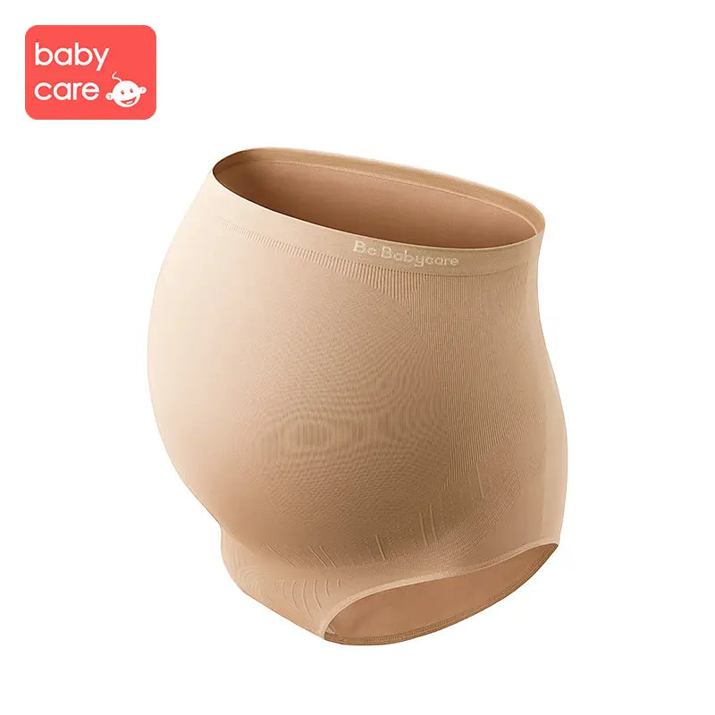 BC Babycare Maternity High Waisted Underwear Cream, beige seamless fabric providing full belly coverage