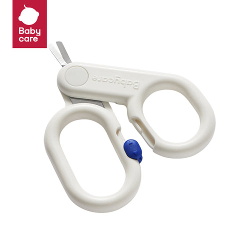 BC Babycare Nail Care Kit with white nail clippers, dual ring handles and blue adjustment knob