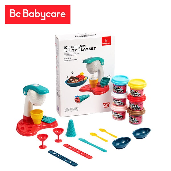 BC Babycare Rice-Based Playdough Ice Cream Party set with 6 color dough jars and utensils