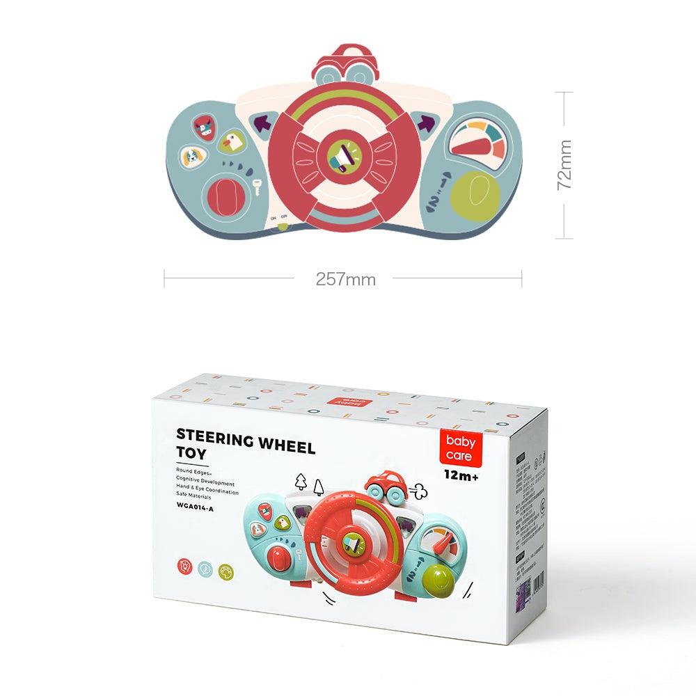BC Babycare steering wheel toy; colorful plastic baby toy for early development, 12m+, interactive controls