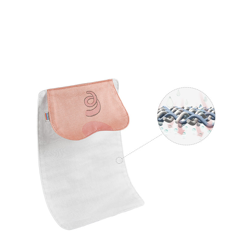BC Babycare Sweat Towel 3pcs set; white towels with pink top flap and logo