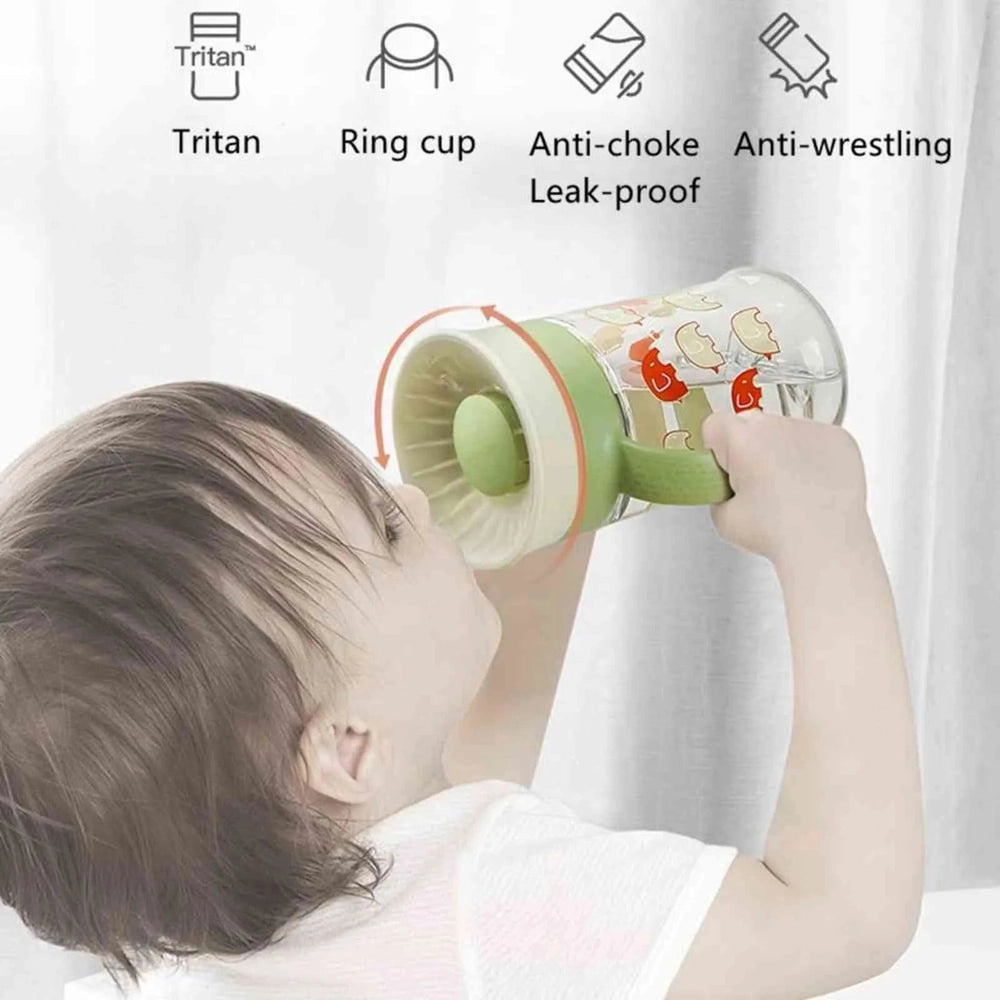 BC BabyCare Training Cup 260 ml green sippy cup with ring and leak-proof design