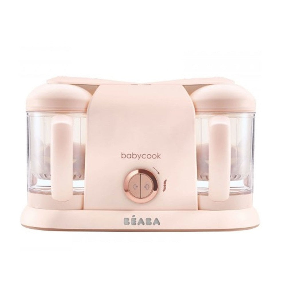 Beaba Babycook Plus rose gold baby food steamer and blender with dual jars BEABA