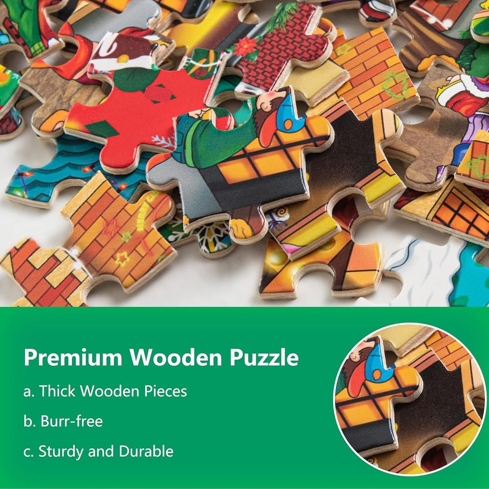 Becko 500-piece wooden jigsaw puzzle Christmas Fair with thick, sturdy pieces by Baby Enroute