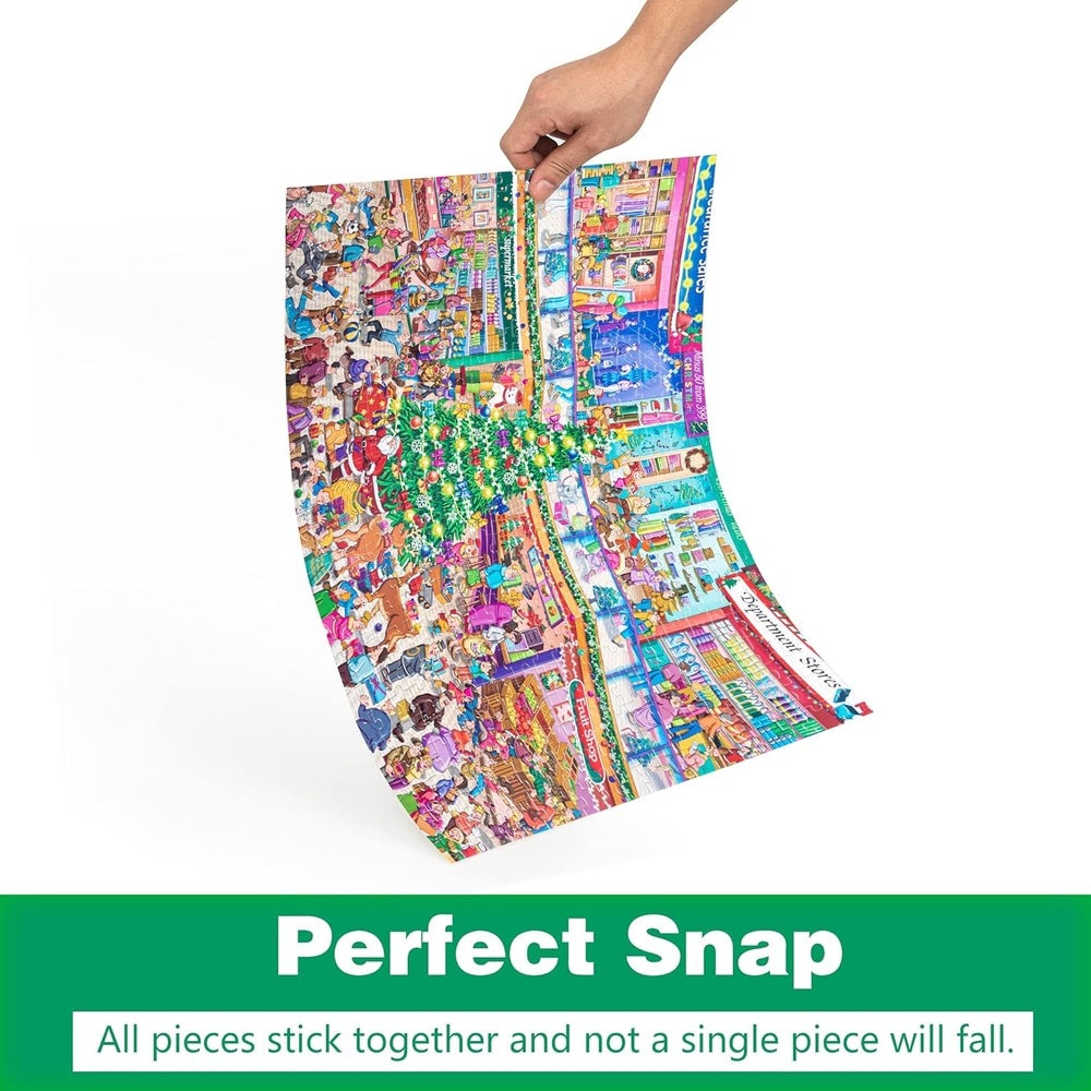 Becko 500-piece Christmas Supermarket jigsaw puzzle by Baby EnRoute featuring a colorful holiday market scene