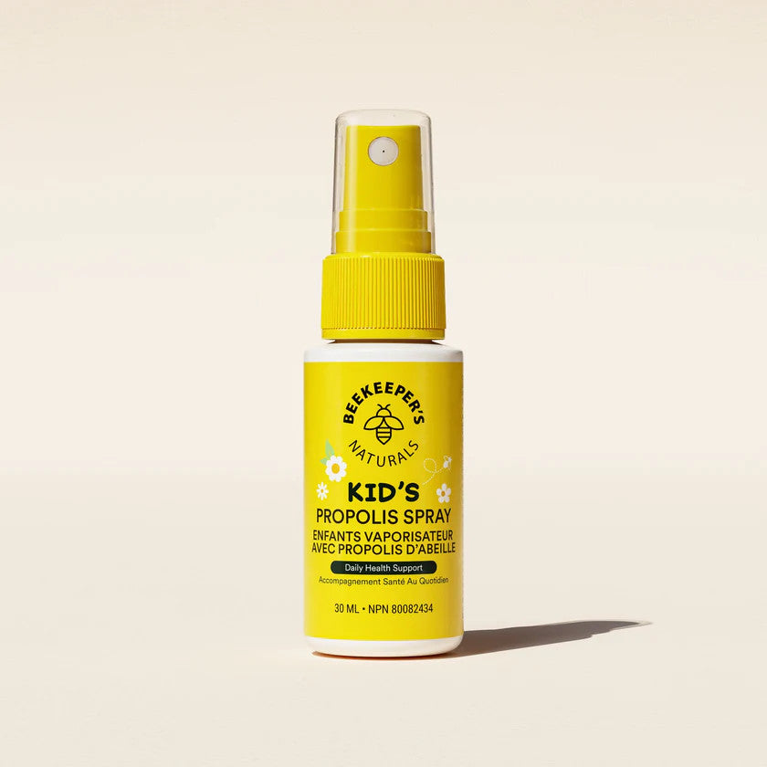 Beekeeper's Naturals Kid's Propolis Spray bottle, 30 ml, bright yellow label