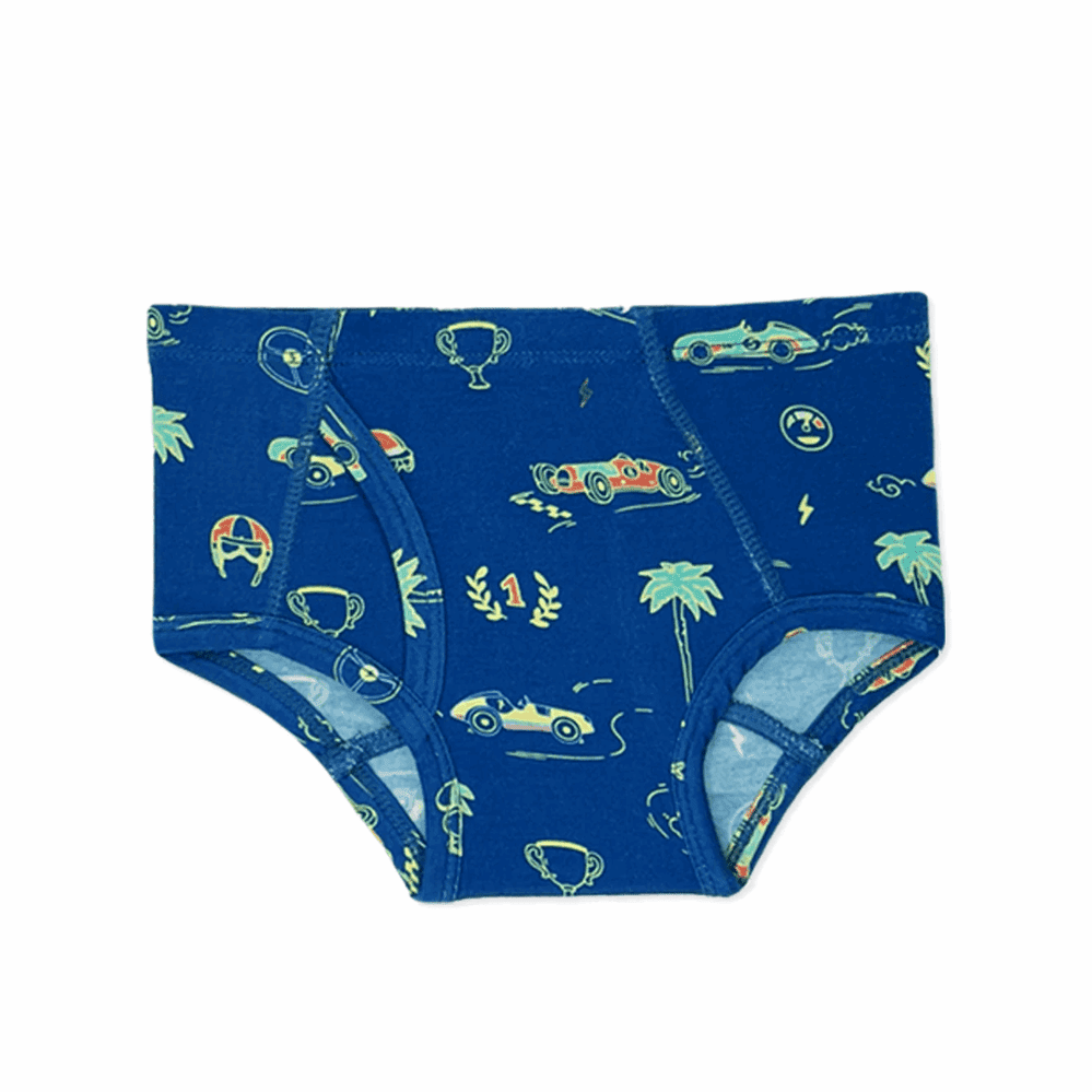 Bellabu Bear boys' bamboo underwear briefs, blue car pattern, 7-pack