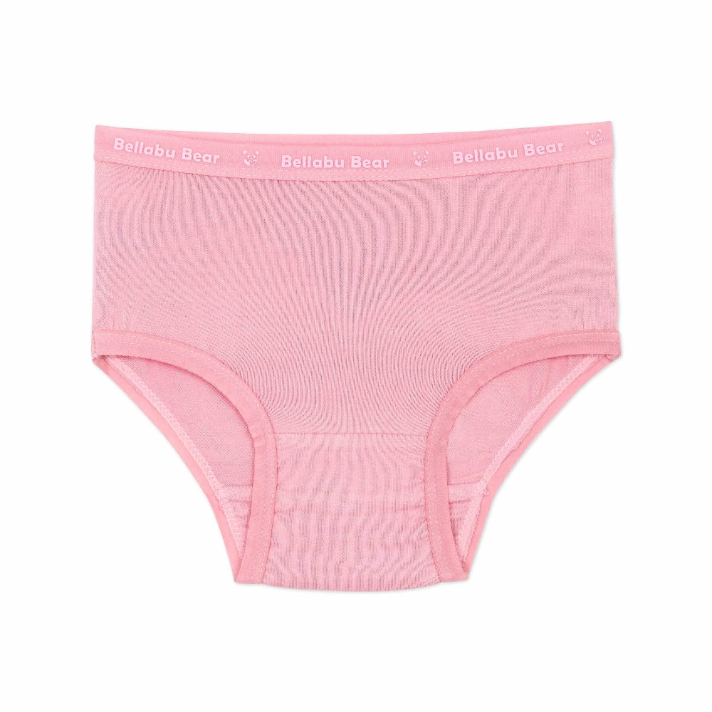 Bellabu Bear Girls' Bamboo Underwear 7-Pack Springtime pink underwear with soft knit fabric and elastic waistband.