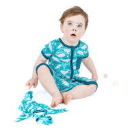Emerson And Friends Beluga Whale Bamboo Baby Shortie Romper Blue And Multi