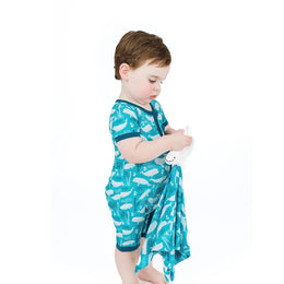 Emerson And Friends Beluga Whale Bamboo Baby Shortie Romper Blue And Multi