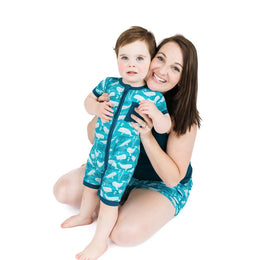 Emerson And Friends Beluga Whale Bamboo Baby Shortie Romper Blue And Multi