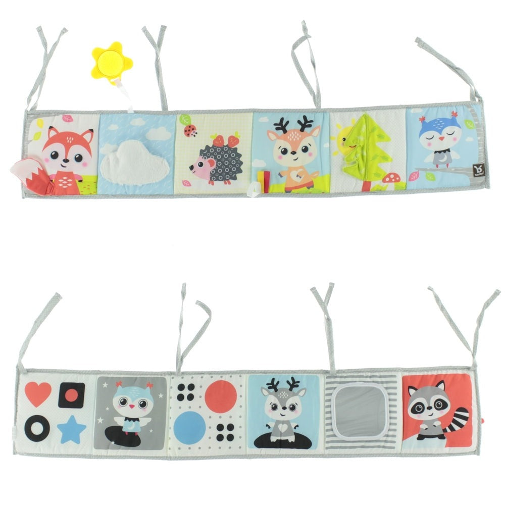 Benbat double-sided baby activity book with colorful animal panels, soft textures and hanging straps