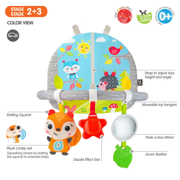 Benbat Double-Sided Car Arch Fox baby activity toy with colorful zoo scene, fox plush, mirror and star teether