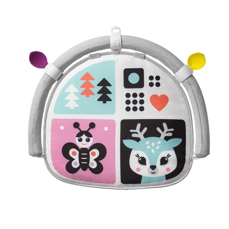 Benbat Double-Sided Car Arch Unicorn, gray arch with colorful panels showing butterfly and deer motifs