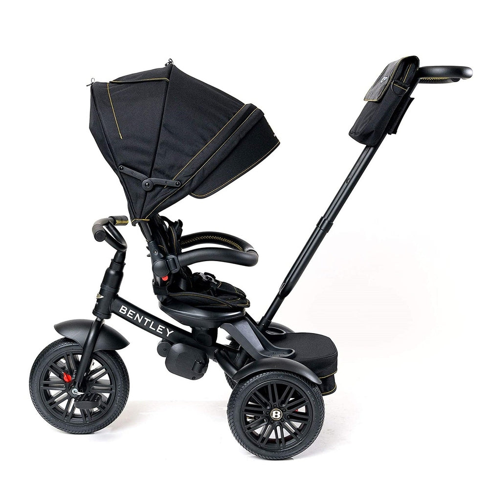 Bentley Trike 6-in-1 V2 Limited Edition baby stroller, black with gold stitching and canopy