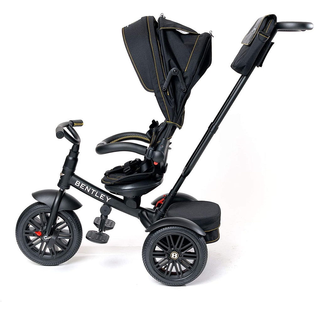 Bentley Trike 6-in-1 V2 100th Anniversary, black with gold stitching, toddler ride-on stroller