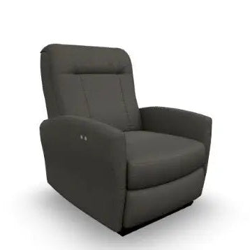 Best Home Furnishings Power-Recliner Costilla in dark gray fabric, with visible side power controls on the arm.