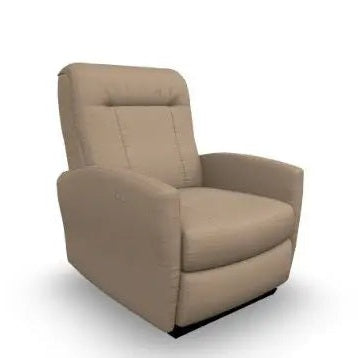 Best Home Furnishings Power-Recliner Costilla beige fabric recliner chair, showcased empty and ready to relax.
