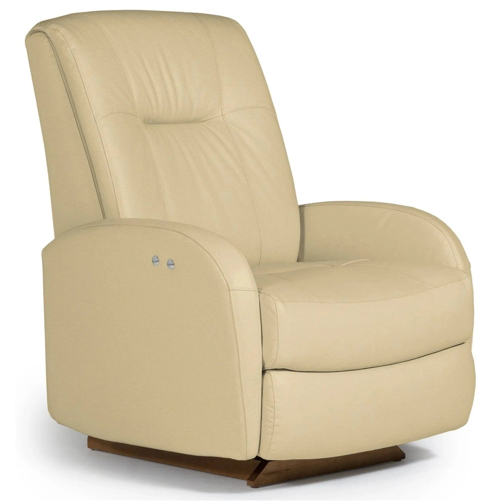 Ruddick power space-saver recliner by Best Home Furnishings in mushroom beige leather