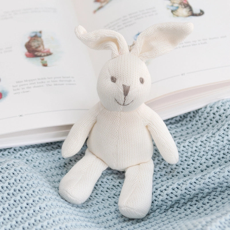 Best Years knitted organic cotton white bunny plush stuffed animal baby toy