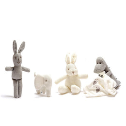 Best Years Knitted Organic Cotton Baby Rattle White Bunny