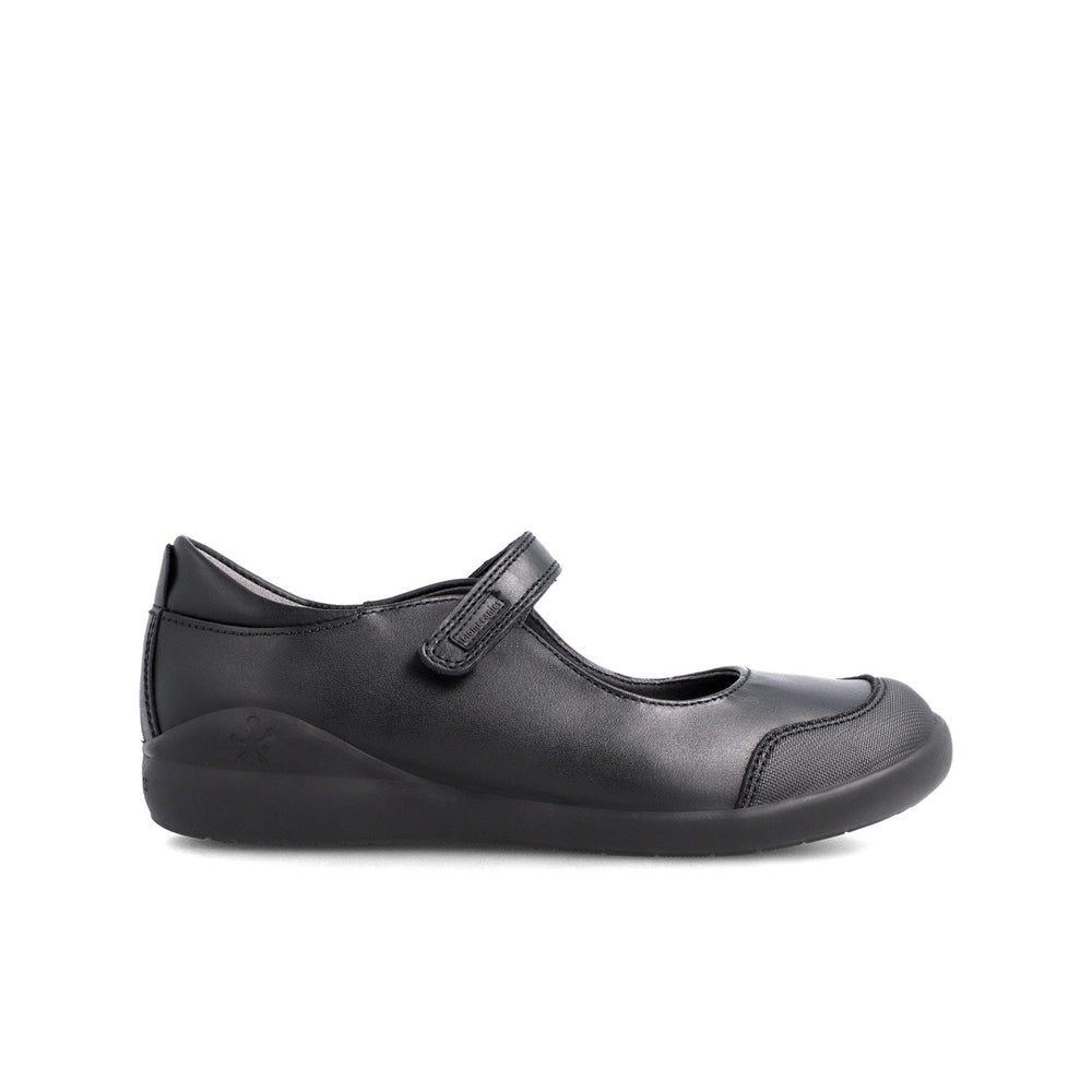 Biomecanics Black Napa Mercedes Puntera School Shoes, black leather Mary Jane with adjustable Velcro strap
