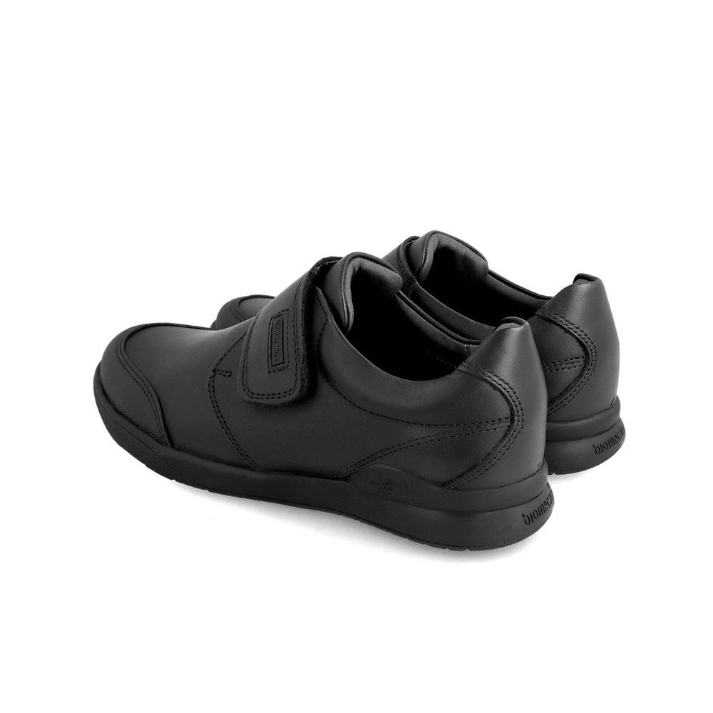 BIOMECANICS black Napa Velcro school shoes for kids; two leather strap-closure sneakers.