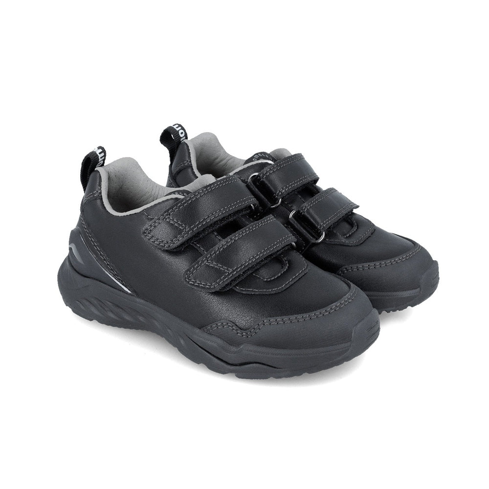 Biomecanics black Napa Velcro sneakers for kids, durable leather upper with Velcro straps