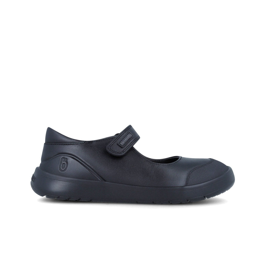 Biomecanics black Napa leather girls' school shoe with Velcro strap